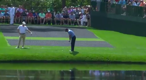 Watch José María Olazábal nearly hole out on Hole 16 at Monday's Masters practice round